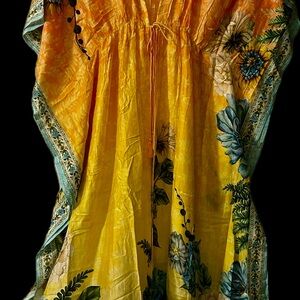 Agua Benita Floral Yellow Kaftan Dress